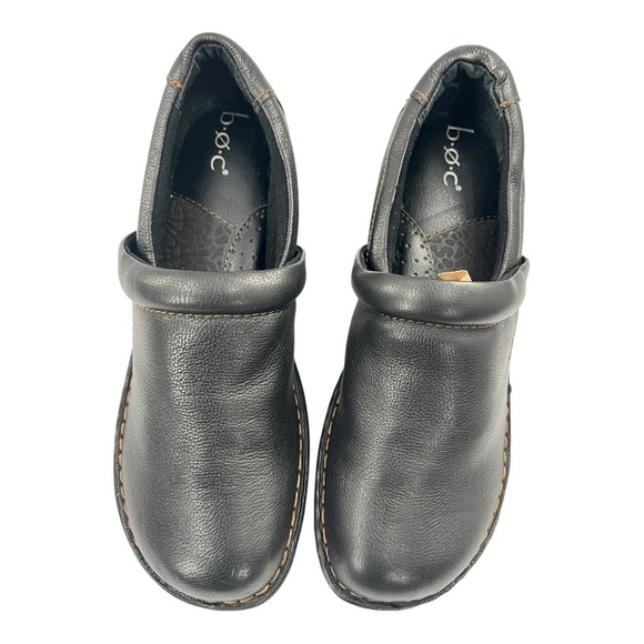b.o.c. Dark Genuine Black Leather Casual Clogs Size 10 Like New Great For Work - Picture 1 of 7